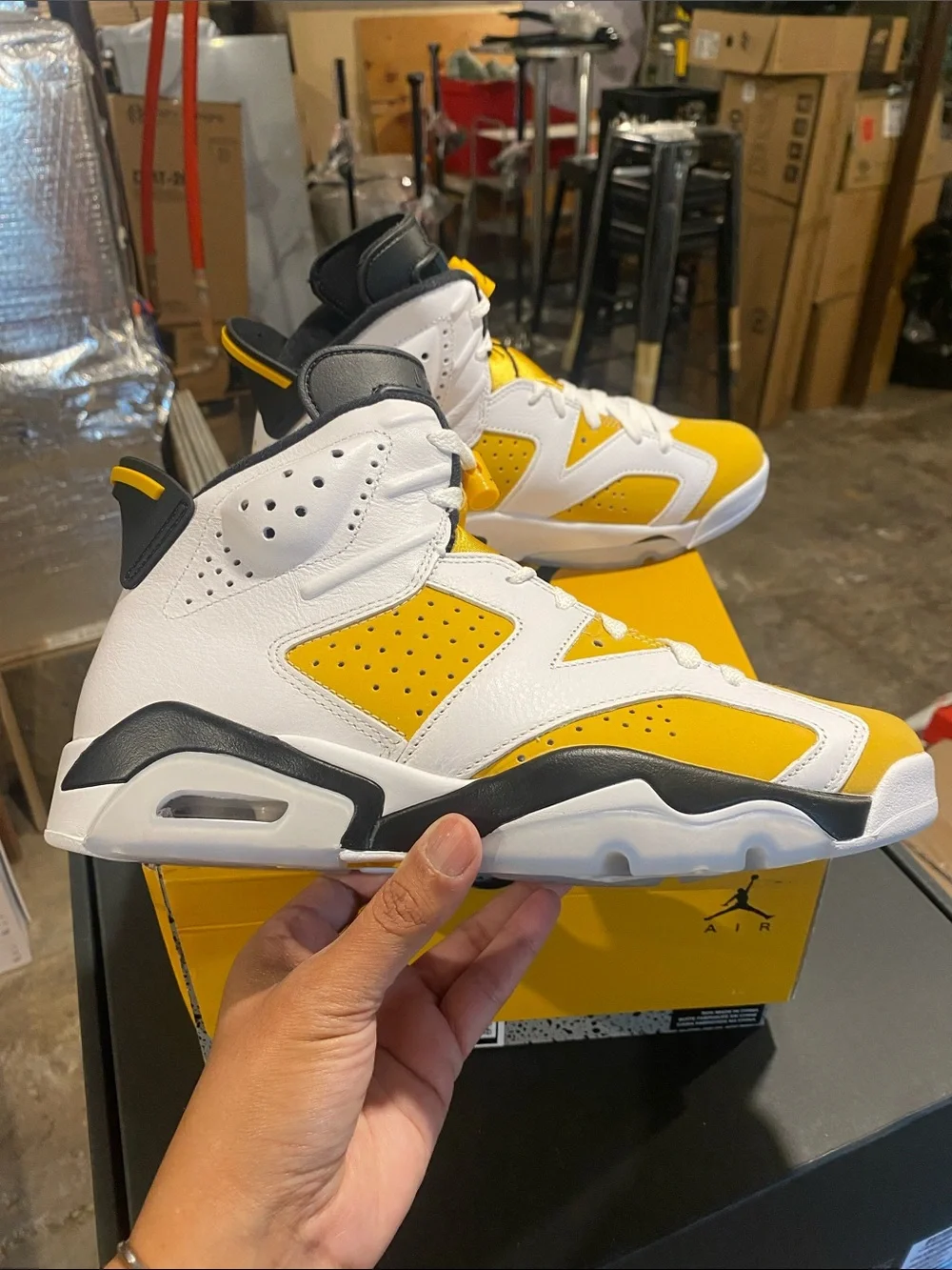 Jordan Retro 6 White and Yellow Sneakers